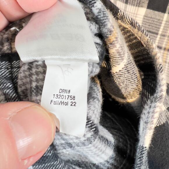 Eddie Bauer Button Shirt Men XL Classic Fit Flannel Black White Plaid 100 Cotton - Picture 9 of 15